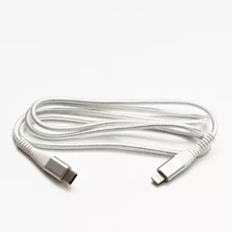 Logo USB kabel (2.0), USB C samec - Apple Lightning samec, 1m, MFi certifikace, 5V/3A, bílý, box, nylonové opletení, hliníkový kry