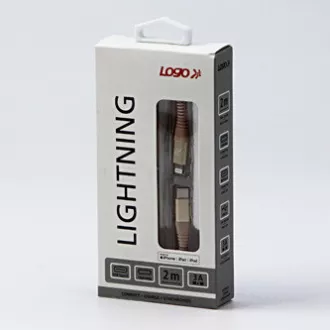Logo USB kabel (2.0), USB C samec - Apple Lightning samec, 2m, MFi certifikace, 5V/3A, zlatý, box, nylonové opletení, hliníkový kr