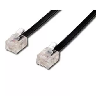 Telefonní kabel 4 žíly, RJ11 samec - RJ11 samec, 3 m, černý, pro ADSL modem, economy Telefonní kabel 4 žíly, RJ11 samec - RJ11 samec, 3 m, černý, pro ADSL modem, economy