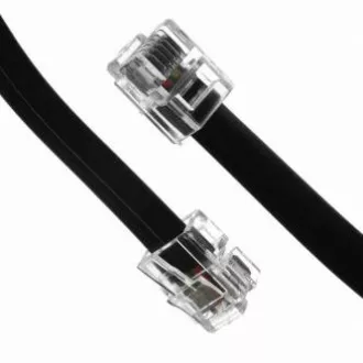 Telefonní kabel 4 žíly, RJ11 samec - RJ11 samec, 15 m, černý, pro ADSL modem, economy