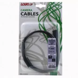 Logo USB kabel (2.0), USB A samec - 8-pin samec, 31179, 1.8m, černý, blistr, MINOLTA