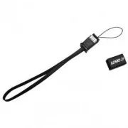 Logo USB kabel (2.0), USB A samec - miniUSB samec, 0.3m, černý, poutko na foťák, DOPRODEJ