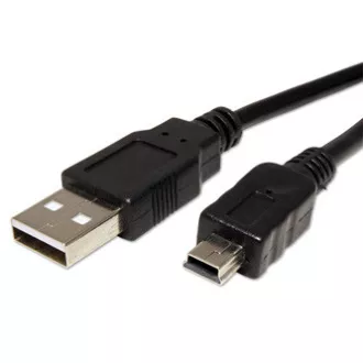 USB kabel (2.0), USB A samec - miniUSB samec, 1.8m, černý USB kabel (2.0), USB A samec - miniUSB samec, 1.8m, černý