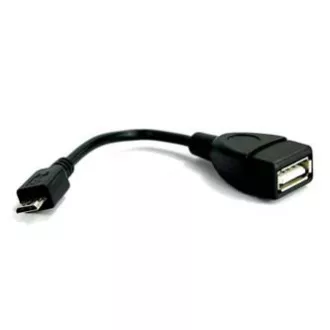 USB kabel (2.0), microUSB samec - USB A samice, 0.15m, OTG, černý, DOPRODEJ