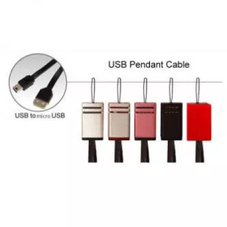 Logo USB kabel (2.0), USB A samec - microUSB samec, 0.3m, černý, poutko na fotoaparát/MP3 přehrávač, DOPRODEJ
