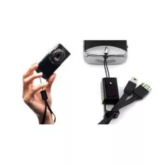 Logo USB kabel (2.0), USB A samec - microUSB samec, 0.3m, černý, poutko na fotoaparát/MP3 přehrávač, DOPRODEJ