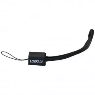 Logo USB kabel (2.0), USB A samec - microUSB samec, 0.3m, černý, poutko na fotoaparát/MP3 přehrávač, DOPRODEJ