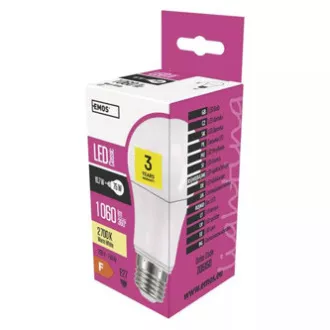 LED žárovka EMOS Lighting E27, 220-240V, 9.5W, 1055lm, 2700k, teplá bílá, 30000h, Classic A60 120x60x60mm LED žárovka EMOS Lighting E27, 220-240V, 9.5W, 1055lm, 2700k, teplá bílá, 30000h, Classic A60 120x60x60mm