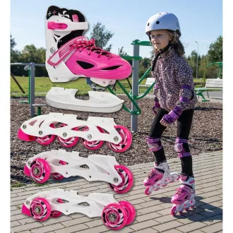 Kolečkové brusle 4v1 Enero KIDS - růžovo-bílé