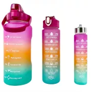 Motivační sportovní láhev 3v1, 2000 ml + 900 ml + 300 ml