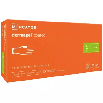DERMAGEL COATED - Latexové nepudrované rukavice tělové, vnitřní vrstva polymer, 100 ks