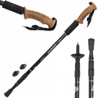 Trekingové hole Nordic Walking s ergonomickou, korkovou rukojetí, 135 cm, 2 ks