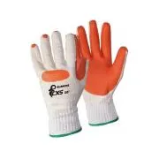 Rukavice CXS BLANCHE, máčené v latexu, bílo-oranžové