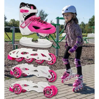 Kolečkové brusle 4v1 Enero KIDS - růžovo-bílé