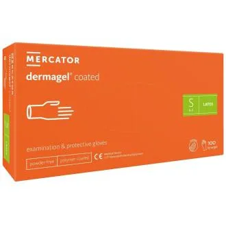 DERMAGEL COATED - Latexové nepudrované rukavice tělové, vnitřní vrstva polymer, 100 ks