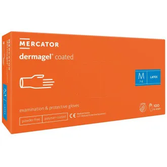 DERMAGEL COATED - Latexové nepudrované rukavice tělové, vnitřní vrstva polymer, 100 ks