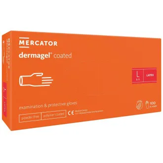 DERMAGEL COATED - Latexové nepudrované rukavice tělové, vnitřní vrstva polymer, 100 ks