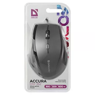 Myš drátová, Defender Accura MM-362, černá, optická, 1600DPI, DOPRODEJ