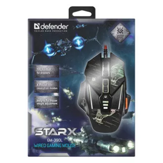 Defender sTarx GM-390L Myš drátová, černá, 3200DPI