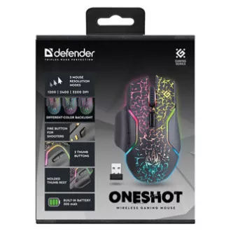 Defender Oneshot GM-067 LED Myš bezdrátová, černá, 3200DPI