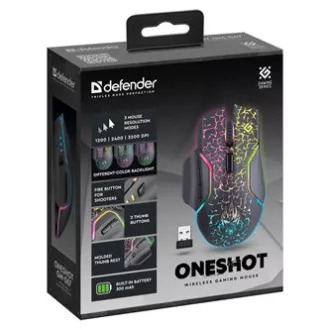 Defender Oneshot GM-067 LED Myš bezdrátová, černá, 3200DPI