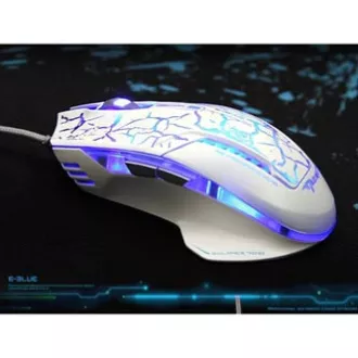 E-blue Mazer Pro Myš drátová, bílo-modrá, 2500DPI, e-box
