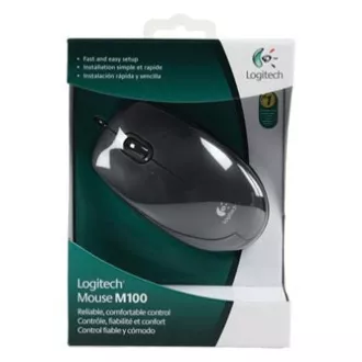 Myš drátová, Logitech M100, černá, optická, 1000DPI