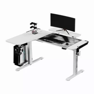 ULTRADESK Herní stůl WINGER - bílý, 111x155x60 cm, 75-122 cm, elektricky nastavitelná výška, RGB podsvícení, držák sluchátek i náp ULTRADESK Herní stůl WINGER - bílý, 111x155x60 cm, 75-122 cm, elektricky nastavitelná výška, RGB podsvícení, držák sluchátek i náp