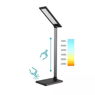 Stolní lampa LED stmívatelná šedá, 8W, plynulá regulace jasu, 100-240V, LED diody SMD2835 72ks