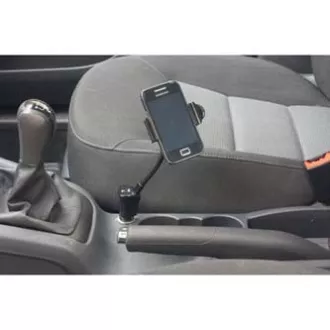 Držák mobilu,PDA,GPS Logo kloubový, do auta, nastavitelná šířka, černý, plast, s USB adaptérem 1.5 A, černá, mobil