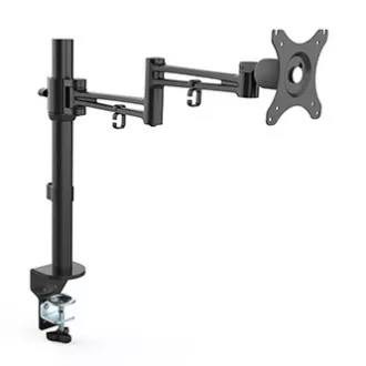 Polohovatelný držák pro monitor, černý, 10KG, svorka, 17"-30", otočný, 75x75/100x100