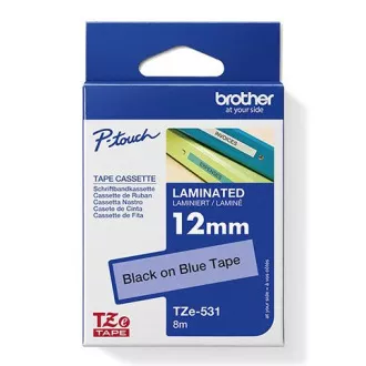 Brother originální páska do tiskárny štítků, Brother, TZE-531, černý tisk/modrý podklad, laminovaná, 8m, 12mm