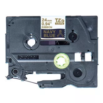 Brother originální páska do tiskárny štítků, Brother, TZE-RN54, zlatý tisk/tmavě modrý podklad, textilní, 4m, 24mm