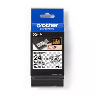 Brother originální páska do tiskárny štítků, Brother, TZE-SE5, černý tisk/bílý podklad, laminovaná, 8m, 24mm, plombovací