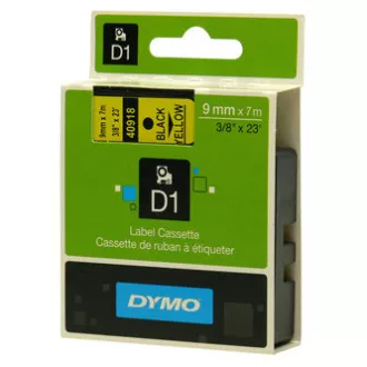 Dymo originální páska do tiskárny štítků, Dymo, 40918, S0720730, černý tisk/žlutý podklad, 7m, 9mm, D1