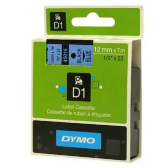Dymo originální páska do tiskárny štítků, Dymo, 45016, S0720560, černý tisk/modrý podklad, 7m, 12mm, D1