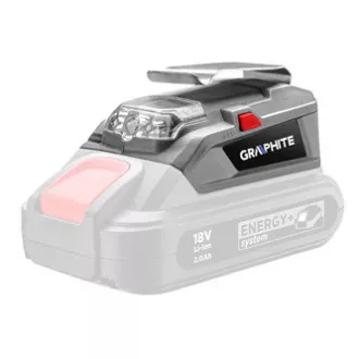 USB Nabíječka akumulátorů a svítilna, 18V, Energy+, Graphite