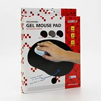 Podložka pod myš, ergonomická, gelová, černá, Logo - doprodej