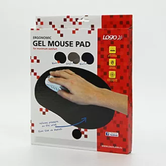 Podložka pod myš, ergonomická, gelová, černá, Logo - doprodej