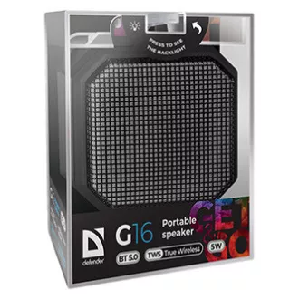 Defender reproduktor G16, Li-Ion, 1.0, 5W, černý, regulace hlasitosti, LED podsvícení, BT 5.0, TWS, 50Hz~20kHz, DOPRODEJ Defender reproduktor G16, Li-Ion, 1.0, 5W, černý, regulace hlasitosti, LED podsvícení, BT 5.0, TWS, 50Hz~20kHz, DOPRODEJ