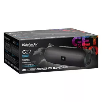 Defender reproduktor G22, Li-Ion, 2.0, 20W, černý, regulace hlasitosti, BT 5.0, TWS, boční pasivní zářiče, 40Hz~20kHz