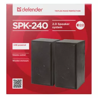 Defender reproduktory SPK 240, 2.0, 2x3W, černé, regulace hlasitosti, dřevěné, 100Hz~18kHz