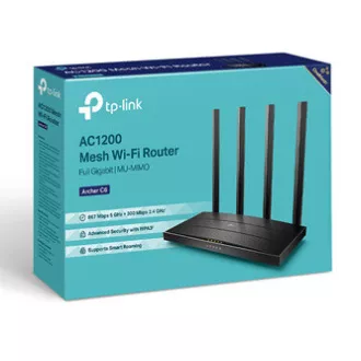 TP-LINK router Archer C6 V3 2.4GHz a 5GHz, extender, přístupový bod, IPv6, 1200Mbps, externí pevná anténa, 802.11ac, Gigabytové př