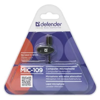 Defender, připínací mikrofon, MIC-109, bez regulace hlasitosti, černý, handsfree