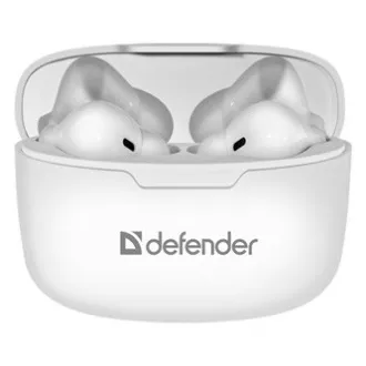 Defender Twins 903, sluchátka s mikrofonem, bezdrátovábílá, špuntová, BT 5.0, TWS, nabíjecí pouzdro typ bluetooth, DOPRODEJ