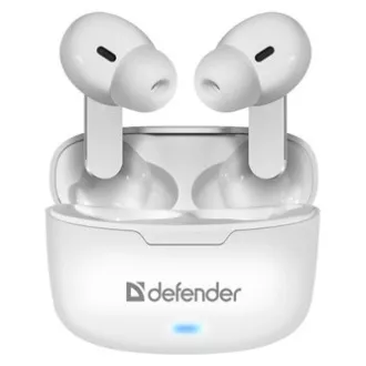 Defender Twins 903, sluchátka s mikrofonem, bezdrátovábílá, špuntová, BT 5.0, TWS, nabíjecí pouzdro typ bluetooth, DOPRODEJ