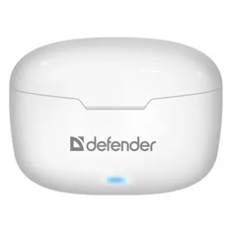 Defender Twins 903, sluchátka s mikrofonem, ovládání hlasitosti, bílá, špuntová, BT 5.0, TWS, nabíjecí pouzdro typ bluetooth