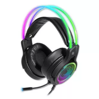 Defender Cosmo Pro RGB herní sluchátka s mikrofonem, drátová, černá, 7.1 (virtuálně), 50 mm měniče typ USB Defender Cosmo Pro RGB herní sluchátka s mikrofonem, drátová, černá, 7.1 (virtuálně), 50 mm měniče typ USB