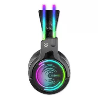 Defender Cosmo Pro RGB herní sluchátka s mikrofonem, drátová, černá, 7.1 (virtuálně), 50 mm měniče typ USB Defender Cosmo Pro RGB herní sluchátka s mikrofonem, drátová, černá, 7.1 (virtuálně), 50 mm měniče typ USB
