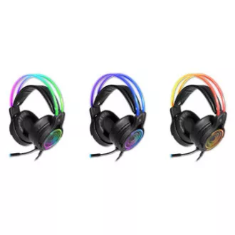 Defender Cosmo Pro RGB herní sluchátka s mikrofonem, drátová, černá, 7.1 (virtuálně), 50 mm měniče typ USB Defender Cosmo Pro RGB herní sluchátka s mikrofonem, drátová, černá, 7.1 (virtuálně), 50 mm měniče typ USB
